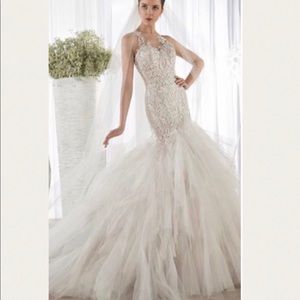 White and Nude Bridal Gown by Demetrios
